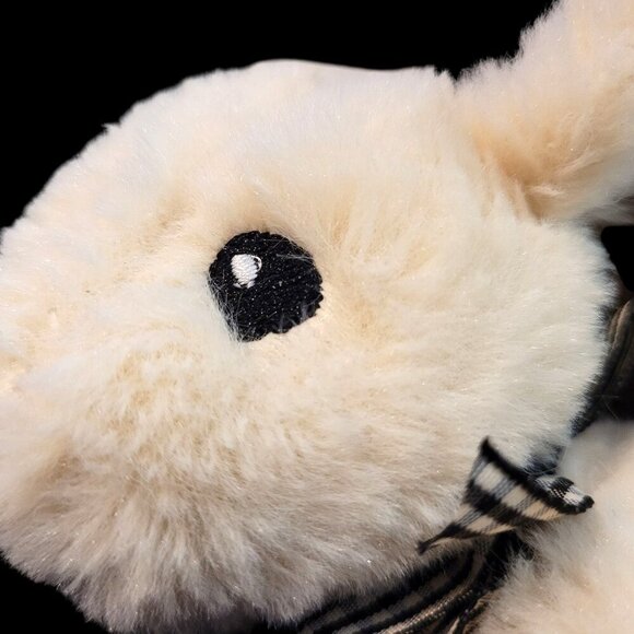 Set of White Lamb & Cream Bunny Rabbit Plush Toys 6" Bow Detail Easter - Picture 4 of 7